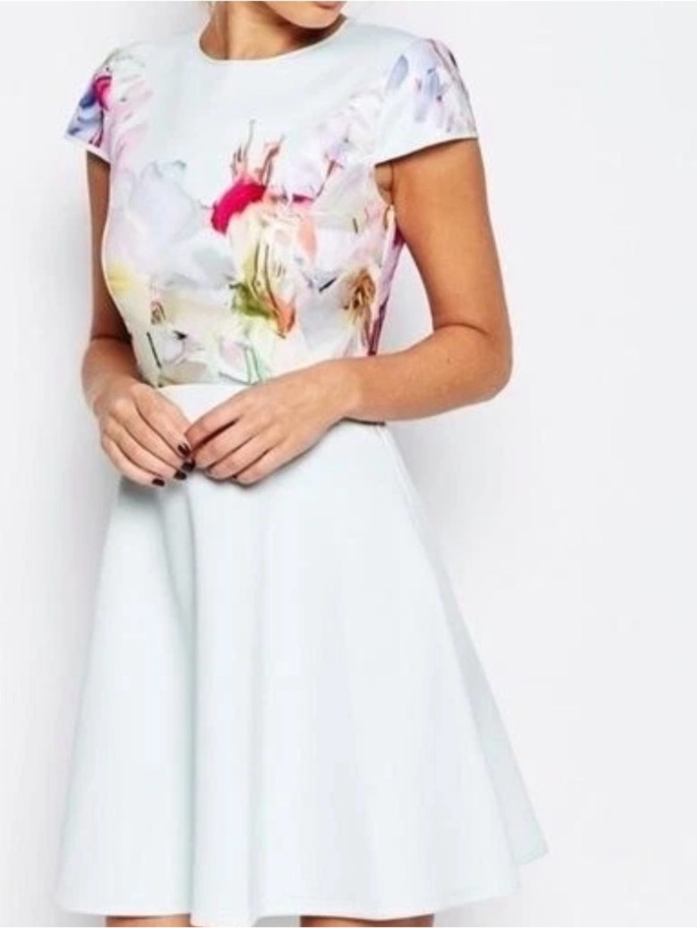 Ted Baker London Rivana Skater Skirt with Pastel Floral Hanging Gardens Bodice